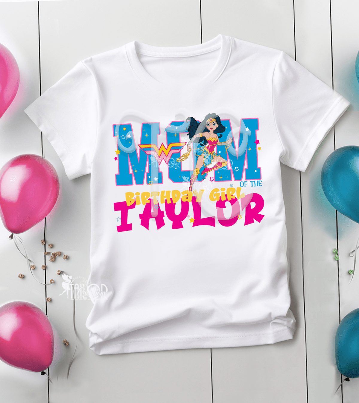 Wonder Woman Superstar Matching Family Custom Birthday Party Tees Shirt