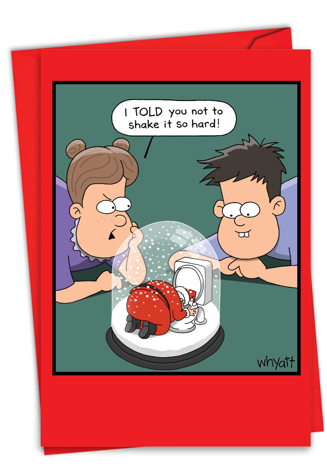 Hilarious Snowglobe Santa Card