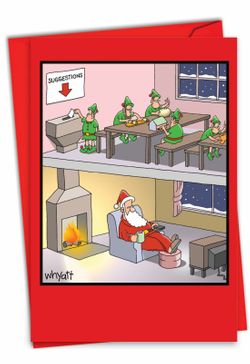 Santa Suggestion Box: Humor Christmas Card