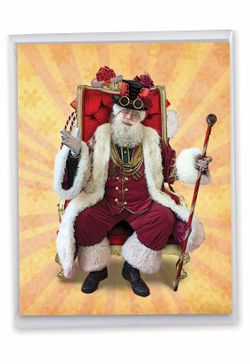 Steampunk Holidays - Cane: Creative Merry Christmas Large Greeting