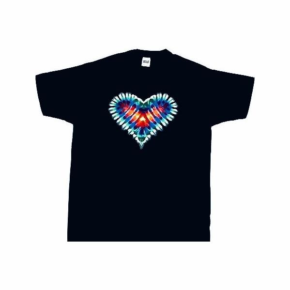 Big Heart Rainbow on Navy Tie-Dye T-Shirt