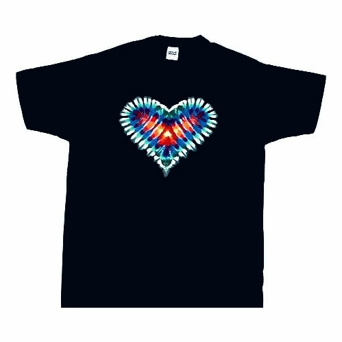 Big Heart Rainbow on Navy Tie-Dye T-Shirt