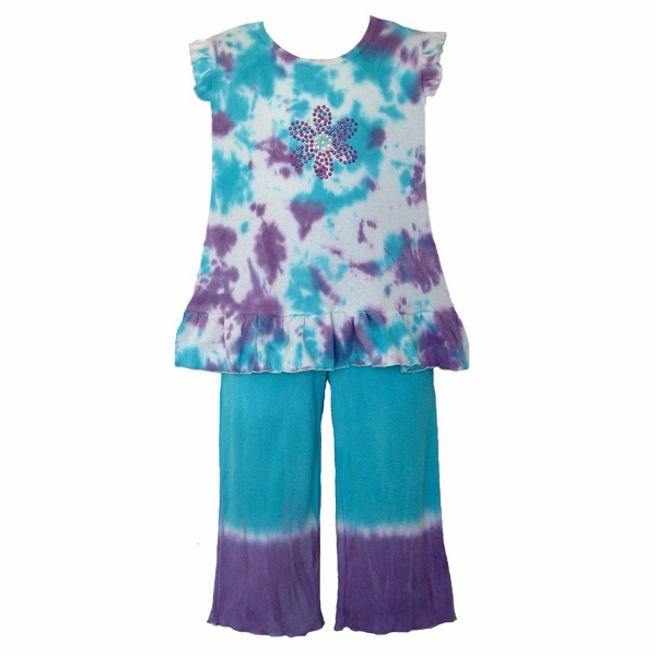 Blue and Purple Capri Set