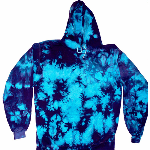 Blue Purple Crinkle Pullover Hooded Sweatshirt