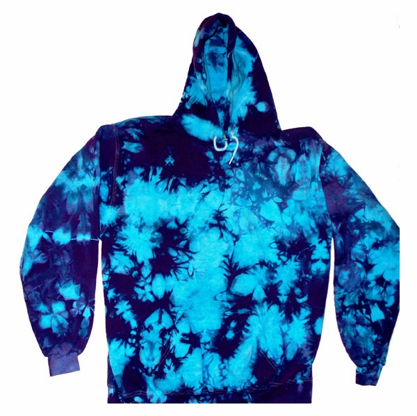 Blue Purple Crinkle Pullover Hooded Sweatshirt