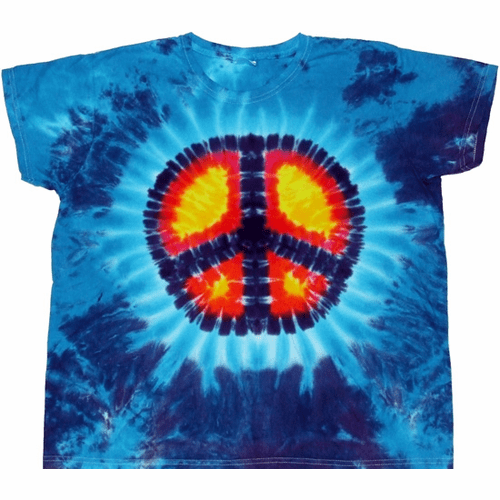 Blue & Purple Ladies Cut Tie Dye Peace Sign Shirts