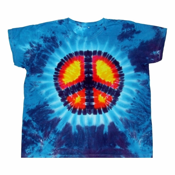 Blue & Purple Ladies Cut Tie Dye Peace Sign Shirts