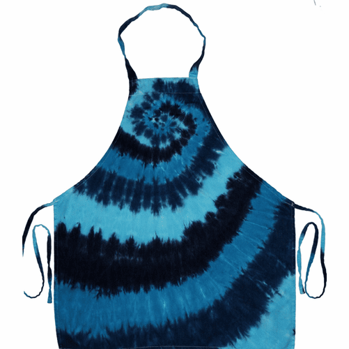 Blues Spiral Tie Dye Kitchen Apron