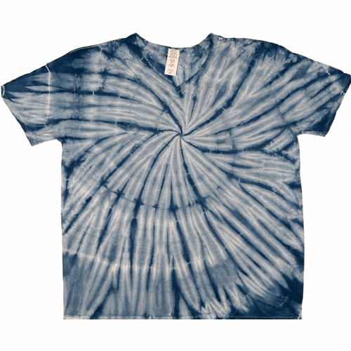 Denim Spiral Tie Dye V-Neck Shirts