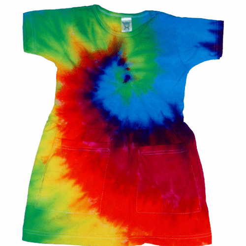 Drop Waist Rainbow Spiral Toddler Dress