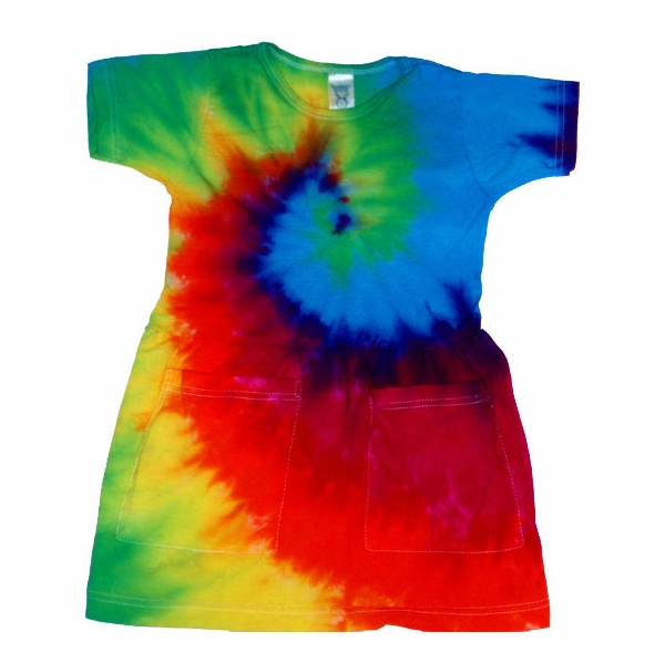 Drop Waist Rainbow Spiral Toddler Dress