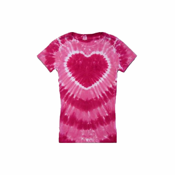 Hot Pink Tie Dye Heart Shirt - Ladies