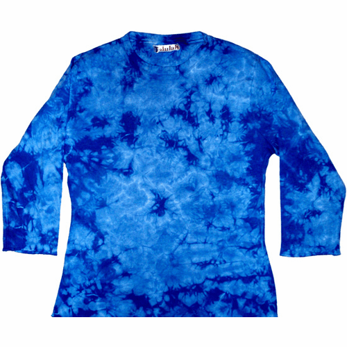 Ladies Blue Crinkle 3/4 Sleeve