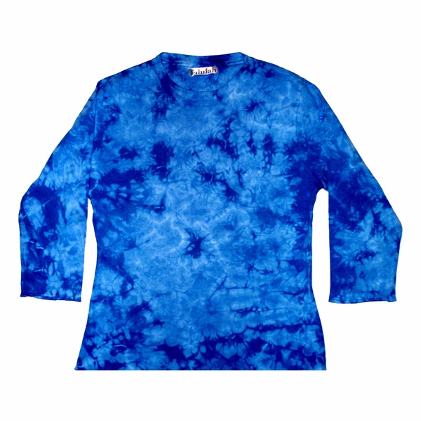 Ladies Blue Crinkle 3/4 Sleeve