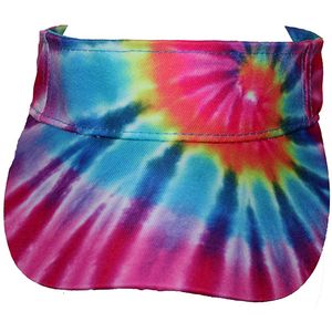 Rainbow Spiral Tie Dye Visor Cap - Adjustable Sun Hat For Outdoor Activities