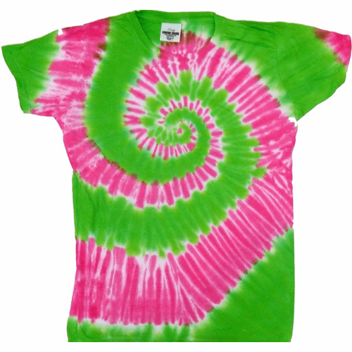 Pink Green Spiral Ladies Tie Dye Tee Shirt