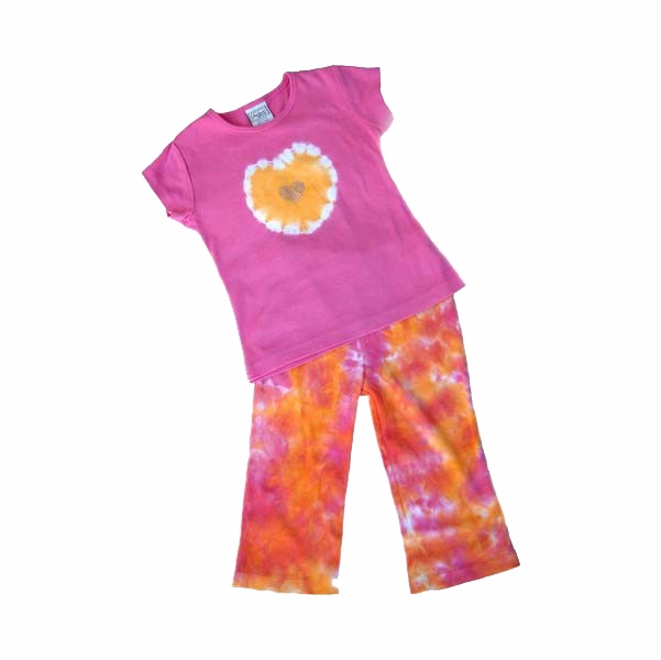 Pink & Orange Heart  Two Piece Girl Clothes