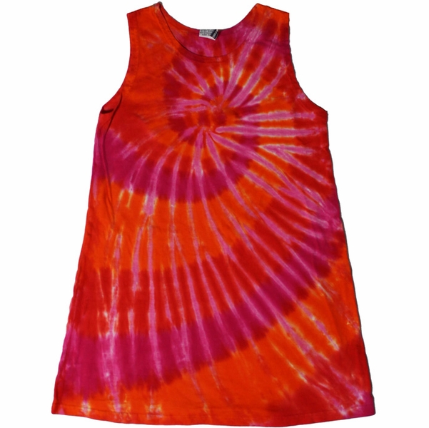 Pink Orange Tie Dye Tank Dress