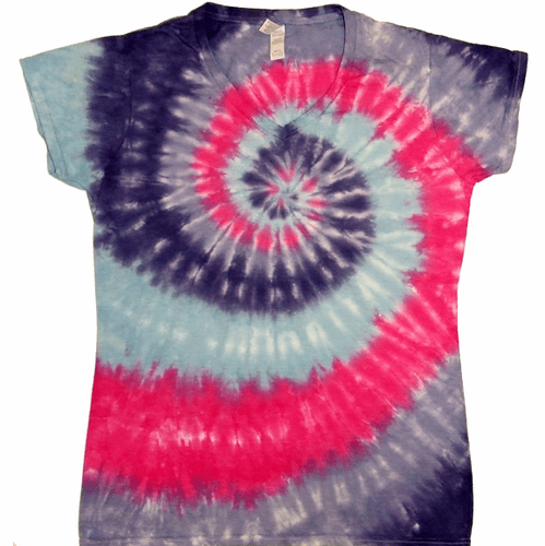 Pinkle Spiral V-Neck Ladies Tie Dye Shirt