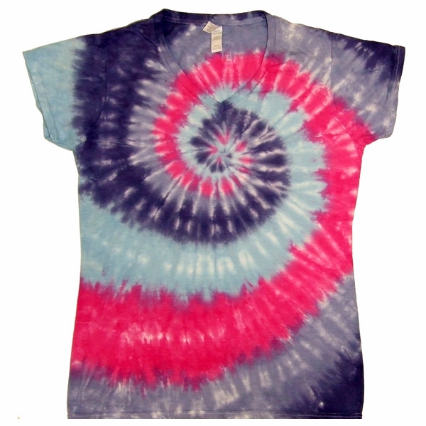 Pinkle Spiral V-Neck Ladies Tie Dye Shirt