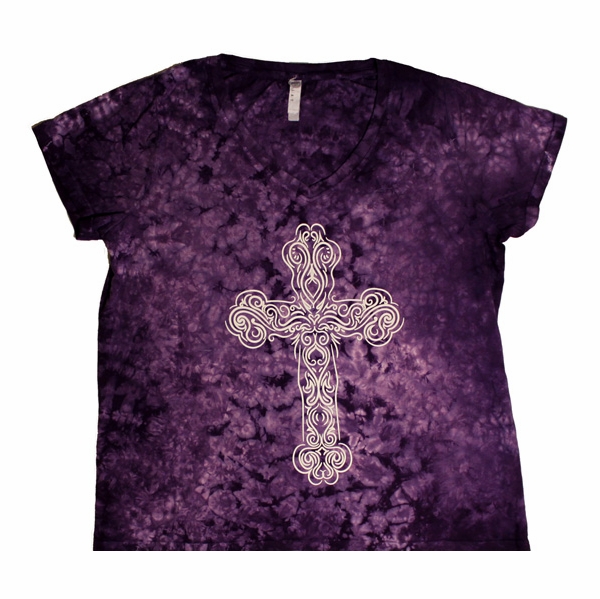 Purple Cross V Neck 