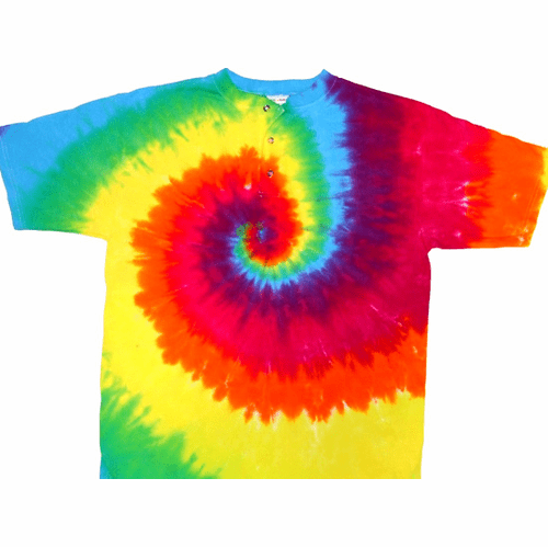 Rainbow Spiral Henley Tie Dye T-Shirt