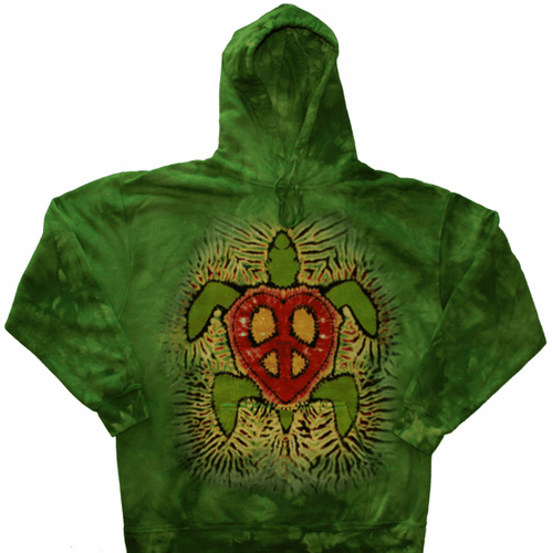 Rasta Peace Sign Tie Dye Turtle Hoodie