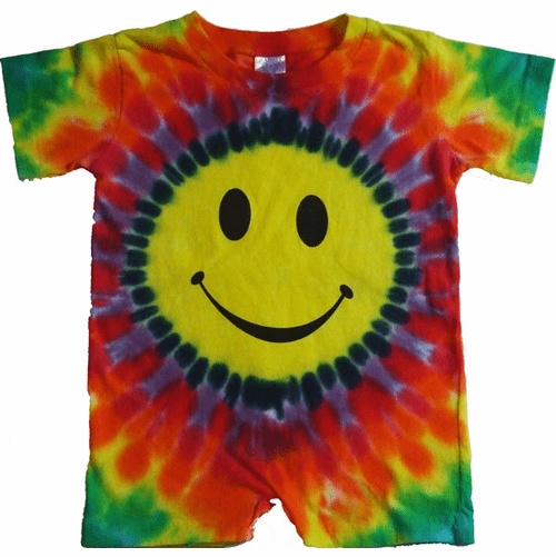 Smiley Face Tie Dye Baby Romper