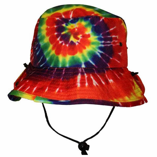 Rainbow Tie Dye Bucket Hat � Hand-Dyed Festival & Beach Hat