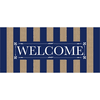 Sassafras Switch Mat Welcome Navy Stripe Burlap Cushioned Insert