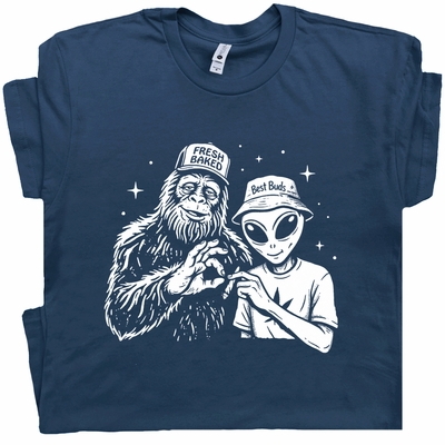Alien Bigfoot Smoking Marijuana Shirt