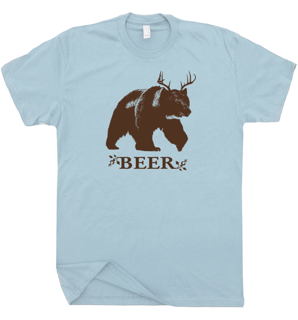 Bear Deer Beer T Shirt Funny Beer T Shirts Bear with Deer Antlers