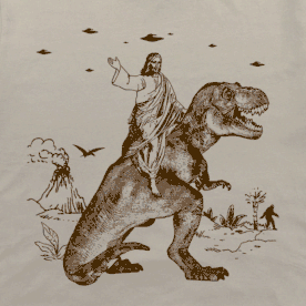 Jesus Riding Dinosaur