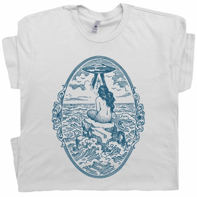 Mermaid Ufo Vintage Graphic Shirt