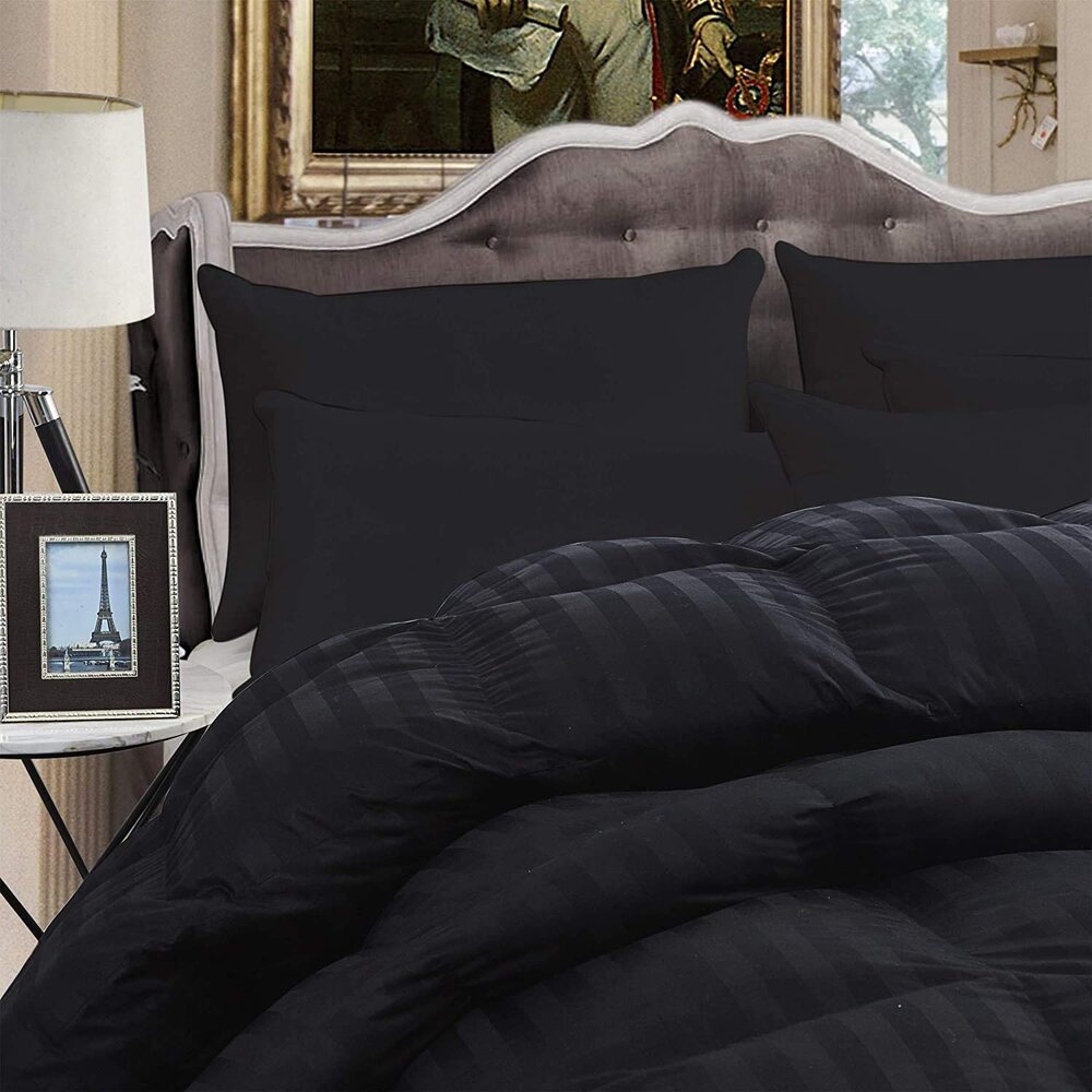 FourSeason Goose Down Comforter Duvet Insert Black Stripe Design