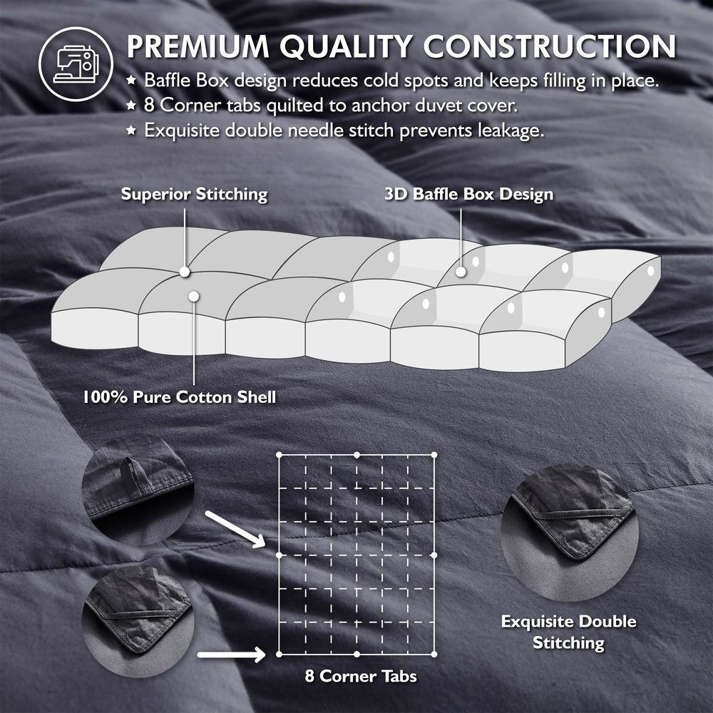 AllSeason Goose Down Comforter Duvet Insert in Classic Gray Luxury