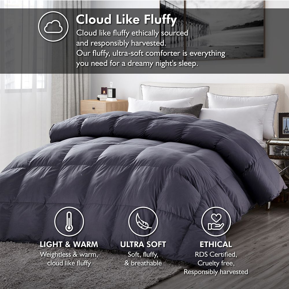AllSeason Goose Down Comforter Duvet Insert in Classic Gray Luxury