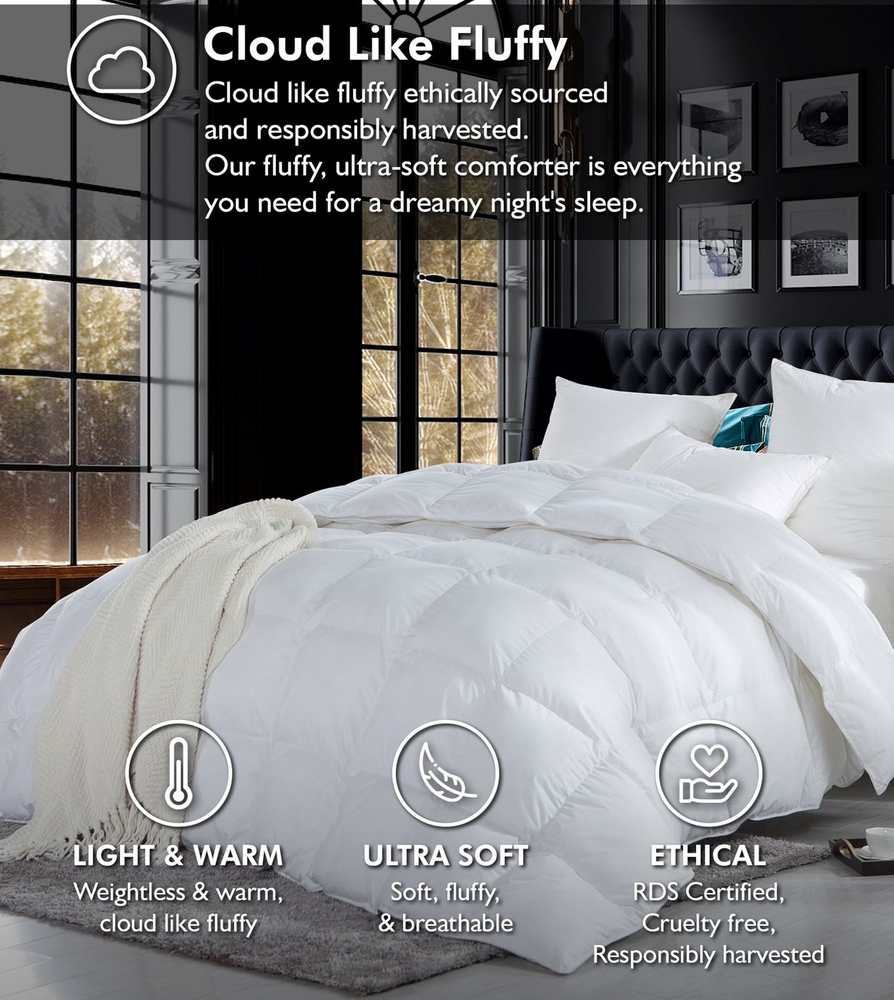 Luxurious King Size Goose Down Feather Fiber Comforter Luxury