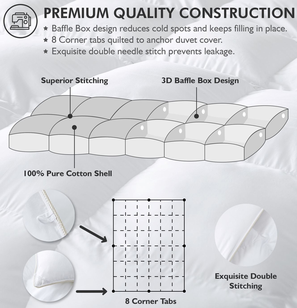 Luxurious Queen Size Goose Down Feather Fiber Comforter Luxury