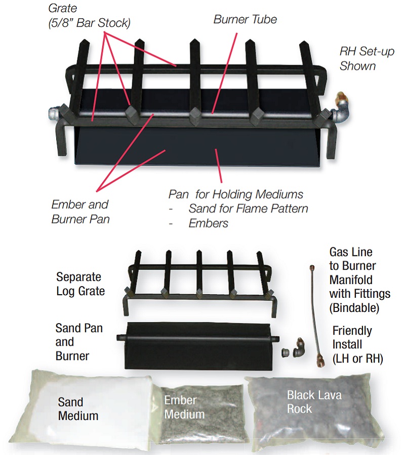 Aspen Industries Master Flame Natural Gas Fireplace Sand Burner