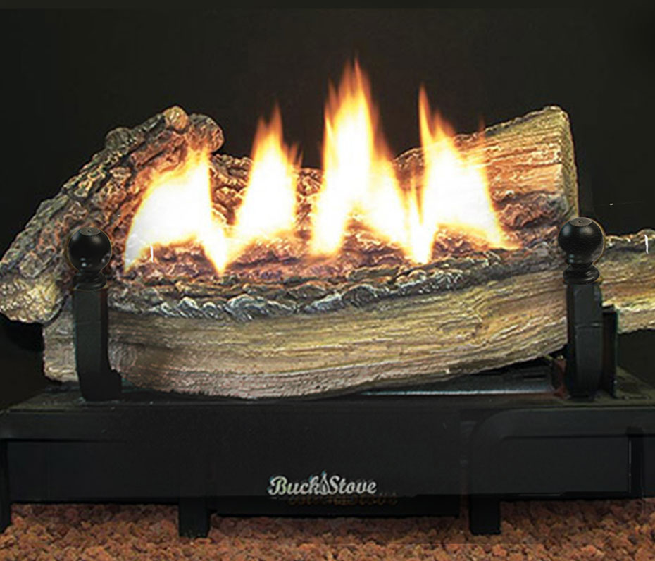 Buck Stove 18 Ceramic Series Vent-Free Natural Gas Log Set - Thermostatic  - Shallow Depth