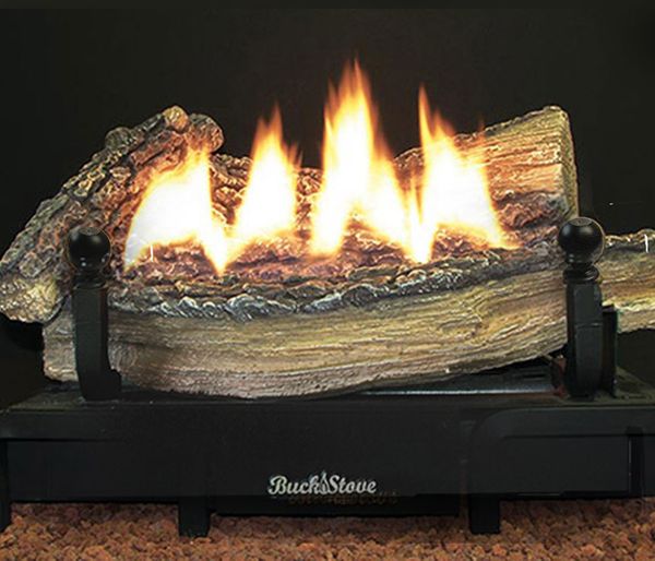 Buck Stove 18 Ceramic Series Vent-Free Natural Gas Log Set - Thermostatic  - Shallow Depth