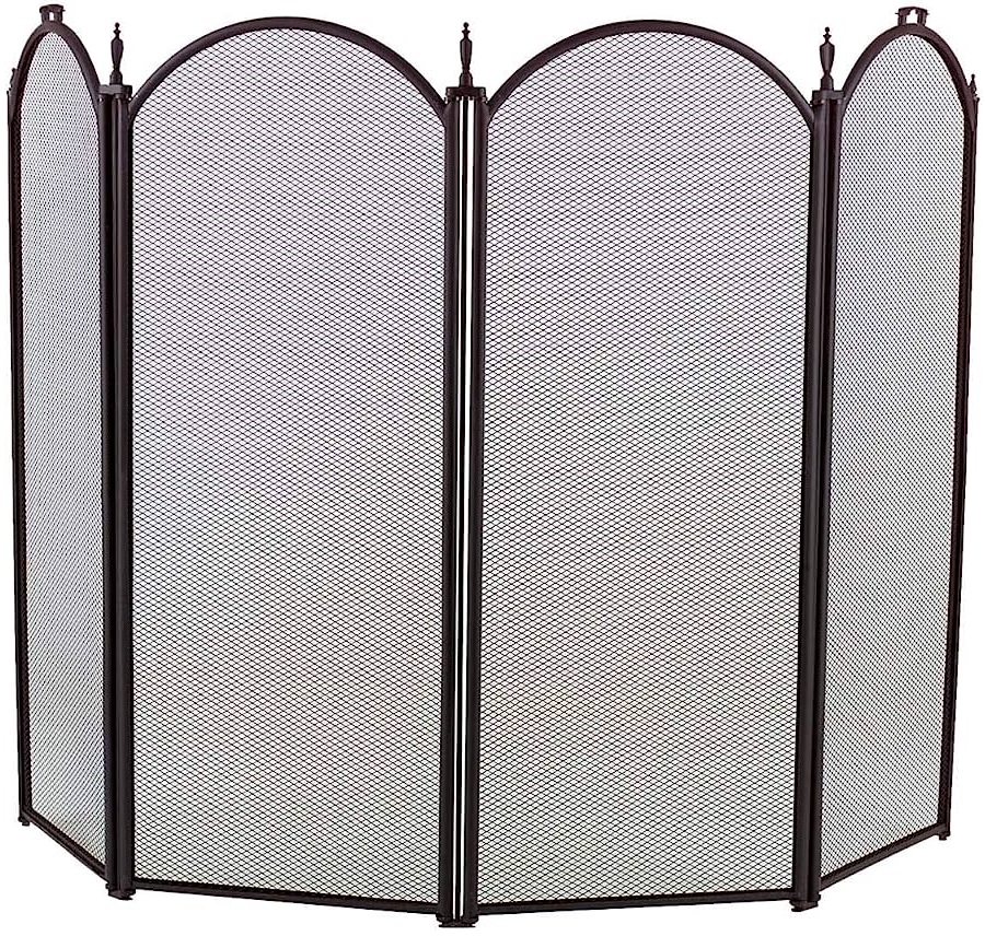 Dagan 52 Inch Four Fold Black Arched Fireplace Screen