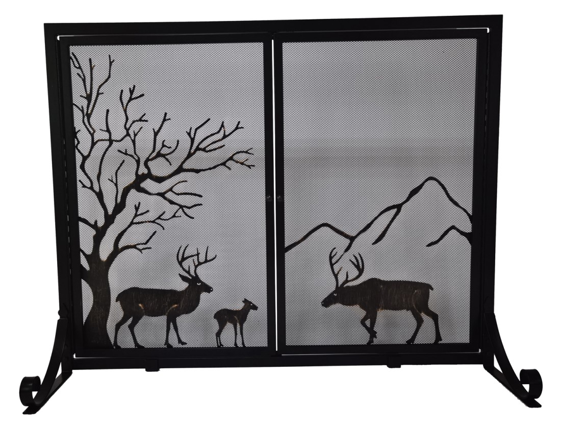 Dagan Deer Wrought Iron Fireplace Screen with Doors