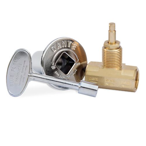 Dante Globe Gas Valve, Key and Floor Plate Kit Straight Chrome Finish