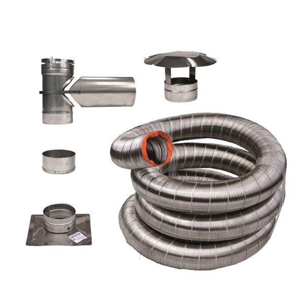 Drolet 4 Diameter Vortex Stainless Flex Liner Kit for Pellet