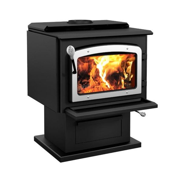 Drolet Escape 1800 Wood Burning Stove with Brushed Nickel Door