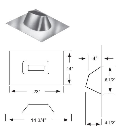 DuraVent 4 Inch Oval BVent Pipe Adjustable Roof Flashing 0/12 to 5/