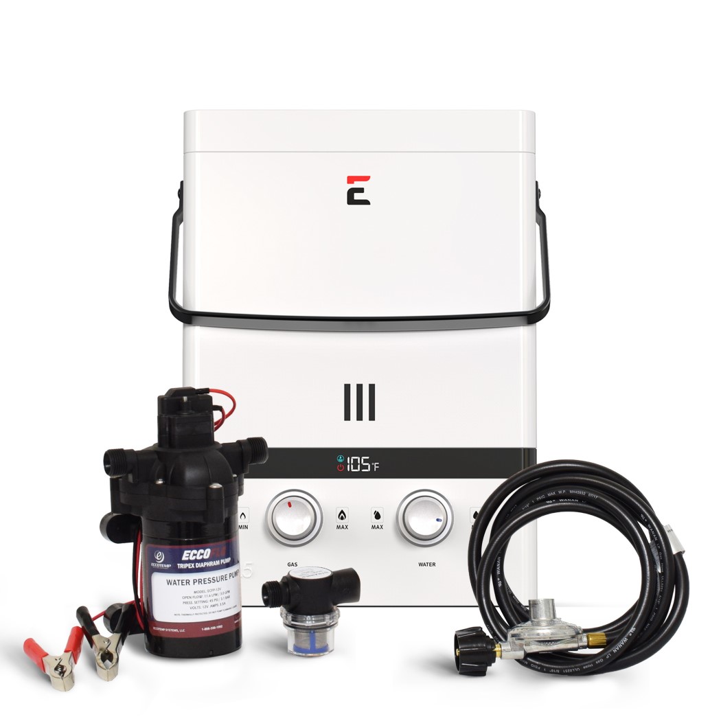 Eccotemp Luxe 1.5 GPM Steel Portable Outdoor Tankless Propane Water Heater  with Pump and Strainer