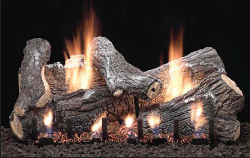 Empire 18 Sassafras Refractory Vented Propane Gas Logs Set and Millivolt  Remote Control Slope Glaze Burner